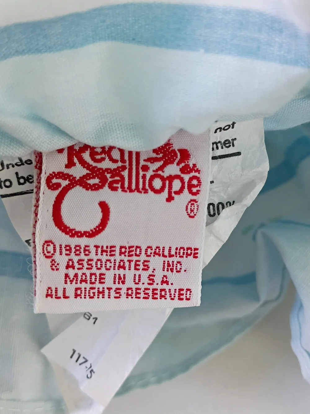Vtg Red Calliope Quilt Baby Blanket Bunnies Hearts Made In USA 37